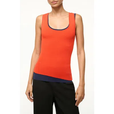 Staud Hermosa Layered Tank In Cayenne/navy/carnation