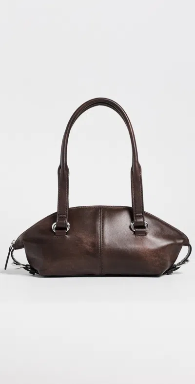 Staud Hester Mini Shoulder Bag Espresso Distressed
