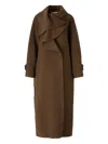 Staud High-collar Long Coat In Brown