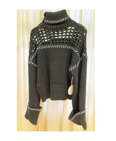 Staud High-neck Long-sleeved Sweater In Black