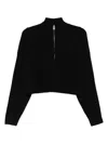 Staud High-neck Zip-front Sweater In Black