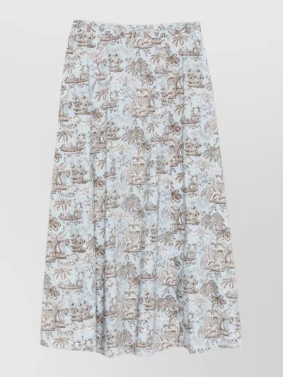 Staud High Waist A Line Printed Skirt In Multi