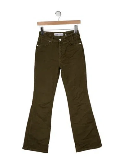 Pre-owned Staud High-rise Flared Jeans In Green