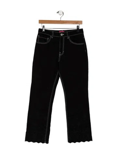 Pre-owned Staud High-rise Straight Leg Jeans In Black