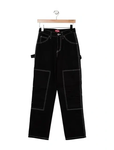 Pre-owned Staud High-rise Straight Leg Jeans In Black