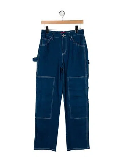 Pre-owned Staud High-rise Straight Leg Jeans In Blue