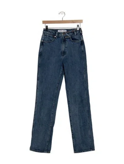 Pre-owned Staud High-rise Straight Leg Jeans In Blue