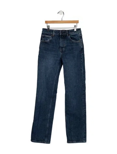 Pre-owned Staud High-rise Straight Leg Jeans In Blue