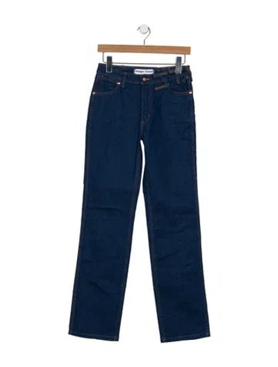 Pre-owned Staud High-rise Straight Leg Jeans In Blue