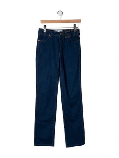 Pre-owned Staud High-rise Straight Leg Jeans In Blue