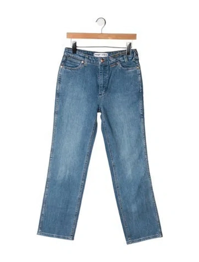 Pre-owned Staud High-rise Straight Leg Jeans In Blue