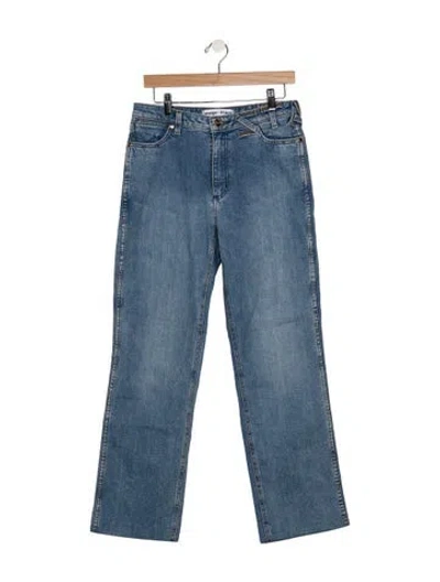 Pre-owned Staud High-rise Straight Leg Jeans In Blue