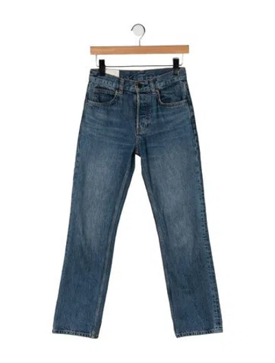 Pre-owned Staud High-rise Straight Leg Jeans In Blue