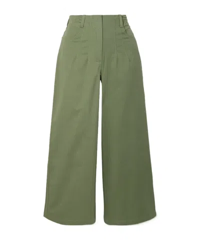Staud High-waisted Wide-leg Pants In Green