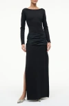 Staud Holland Mixed Media Long Sleeve Dress In Black