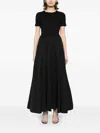 Staud Hopper Stretch-jersey And Pleated Faille Maxi Dress In Black