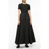 Staud Hopper Stretch-jersey And Pleated Faille Maxi Dress In Black