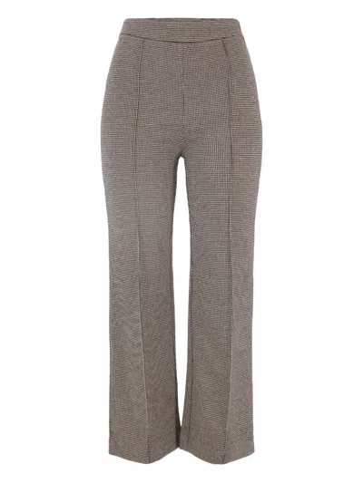 Staud Houndstooth-check Trousers In Brown