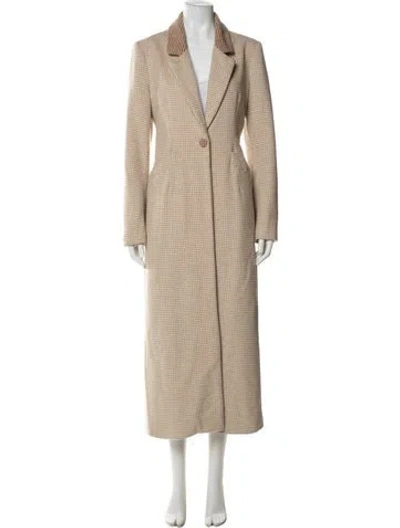 Pre-owned Staud Houndstooth Print Coat In Neutral