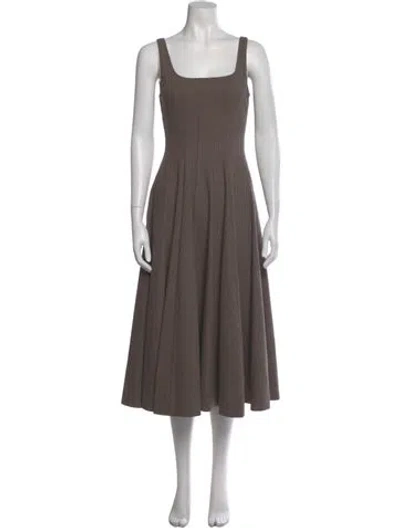 Pre-owned Staud Houndstooth Print Midi Length Dress In Brown