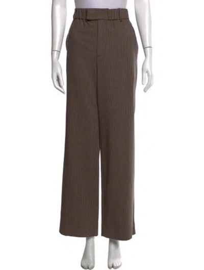 Pre-owned Staud Houndstooth Print Wide Leg Pants In Brown
