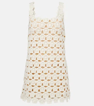 Staud Hoya Floral Crochet Cotton Minidress In Neutrals