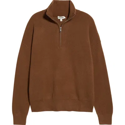 Staud Hudson Quarter Zip Cashmere Sweater In Brown