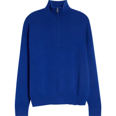 Staud Hudson Quarter Zip Cashmere Sweater In Blue
