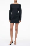 Staud Hunter Bead Cuff Detail Long Sleeve Minidress In Black