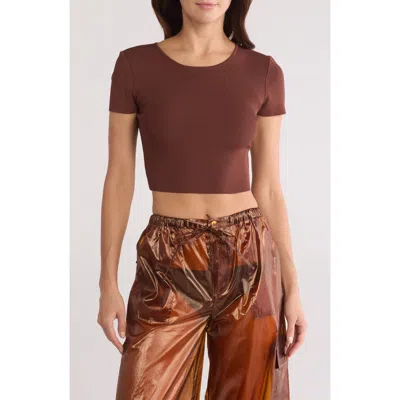 Staud Ila Micro Rib Top In Brown