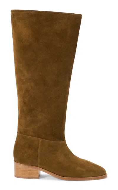 Staud Indie Slouched Leather Boots In Brown