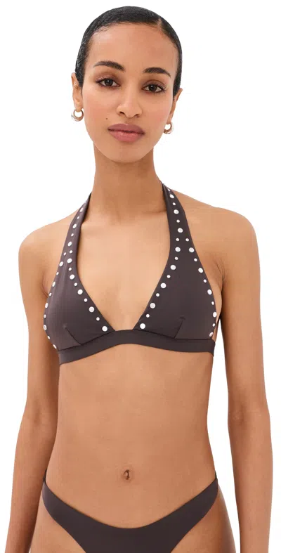 Staud Irina Bikini Top Espresso Studs In Brown