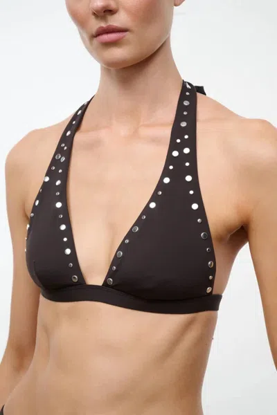 Staud Irina Bikini Top In Espresso Studs In Black