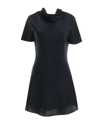 Staud Silk Mini Dress Cowl Neckline In Black