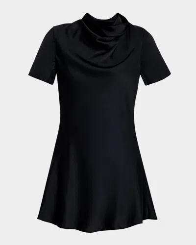 STAUD IRIS SILK COWL-NECK MINI DRESS