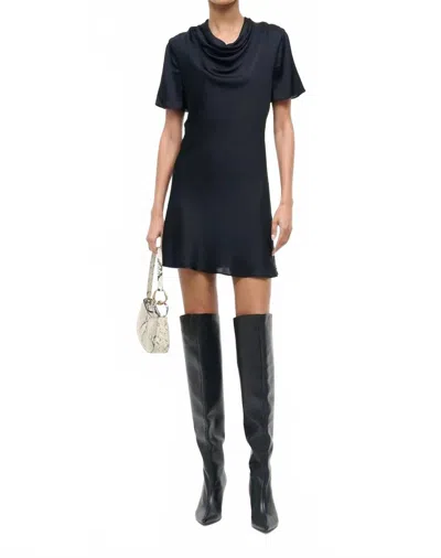 Staud Silk Mini Dress Cowl Neckline In Black