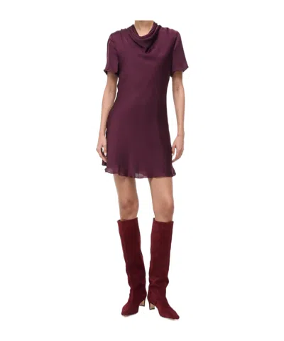Staud Iris Silk Dress Syrah In Burgundy