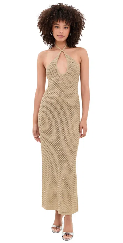 Staud Isola Crochet Embellished Cotton Beach Dress In Neutral