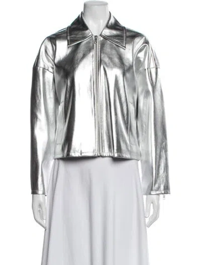 Pre-owned Staud Jacket In Metallic/silver