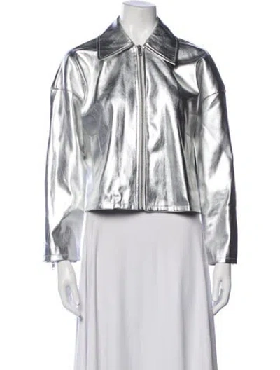 Pre-owned Staud Jacket In Metallic/silver