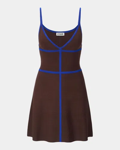 Staud Jaquelin Bonded Mini Dress In Espresso/c