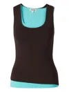 Staud Hermosa Layered Stretch-knit Tank In Brown