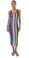 Staud Jessica Striped Crochet Midi Dress