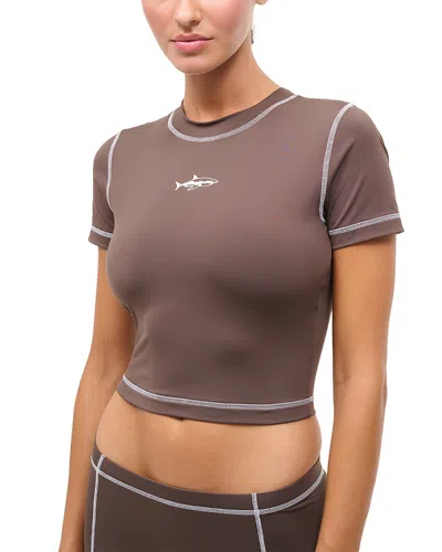 Staud Jett Swim Top In Brown
