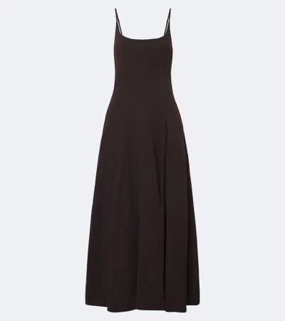 Staud Jill Cotton-blend Maxi Dress In Brown