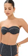 Staud Jo Balconette Bikini Top Black Woodblock Ditsy Floral In Black Woodblock Ditsy Floral