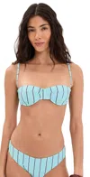 Staud Jo Balconette Bikini Top Pool Stripe In Blue