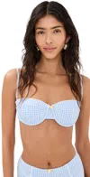 Staud Jo Balconette Bikini Top Sky Micro Check In Sky Micro Check