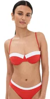 Staud Jo Balconette Bikini Top Red/white In Red/white