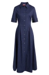 Staud Joan A-line Shirtdress In Navy